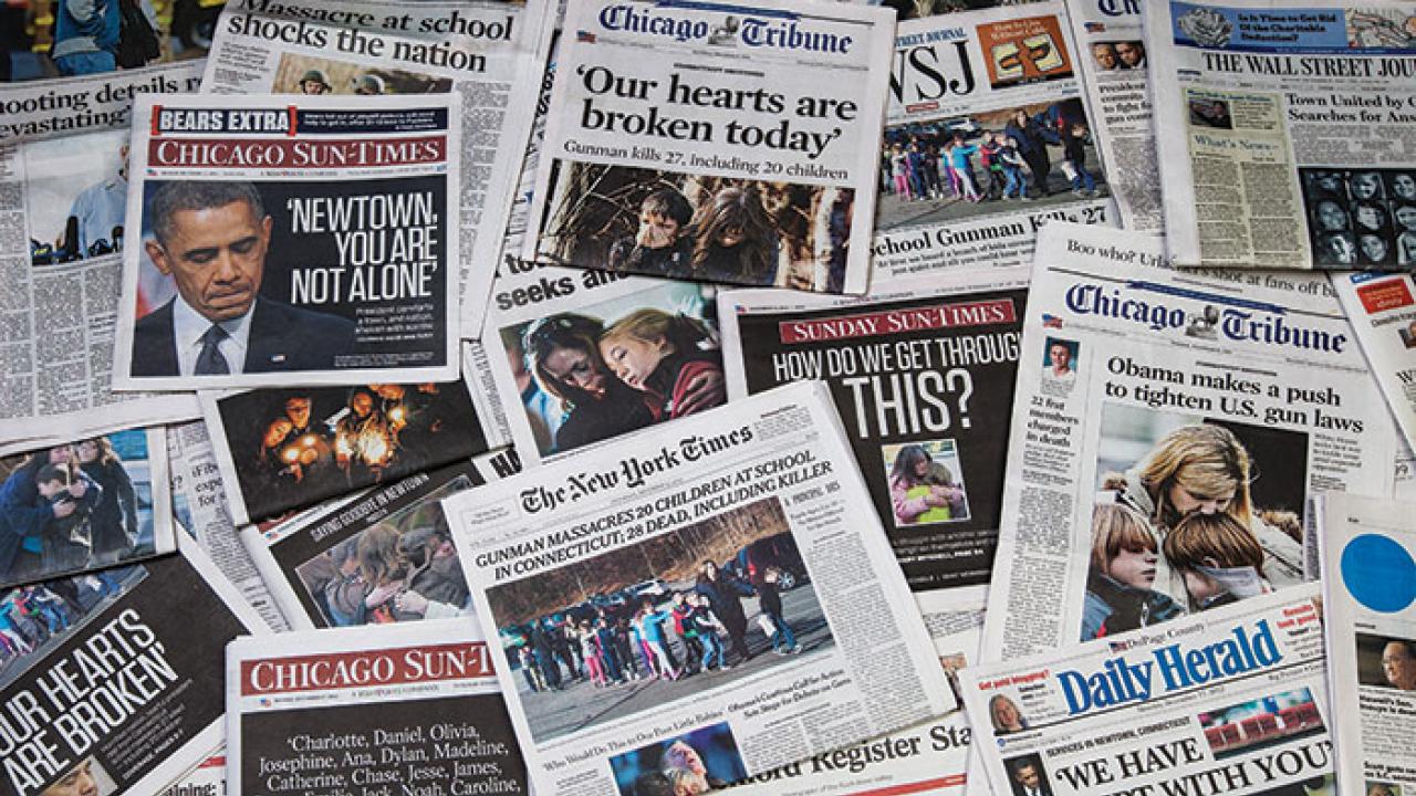 newspaper clippings of mass shootings in america