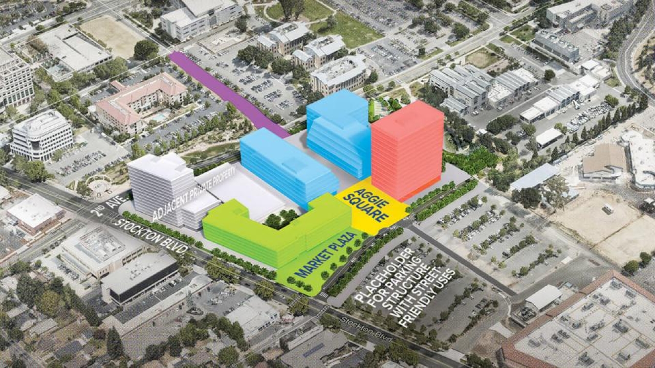 An artist's rendering of Aggie Square layout.