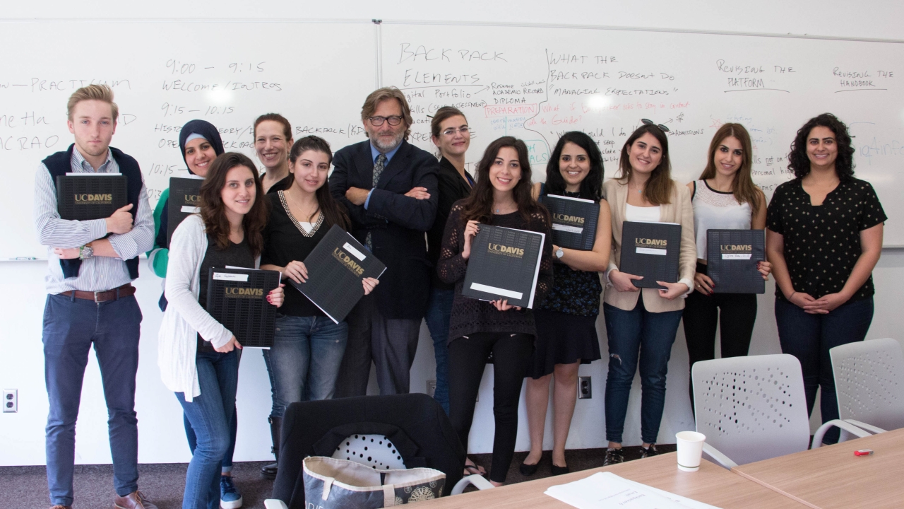 UC Davis professor Keith David Watenpaugh with a group of students