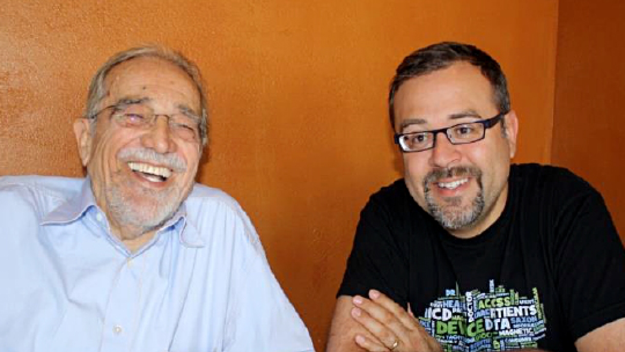 Two men laughing