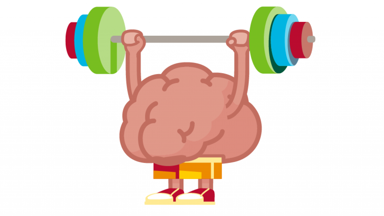 Brain weight lifting illustration