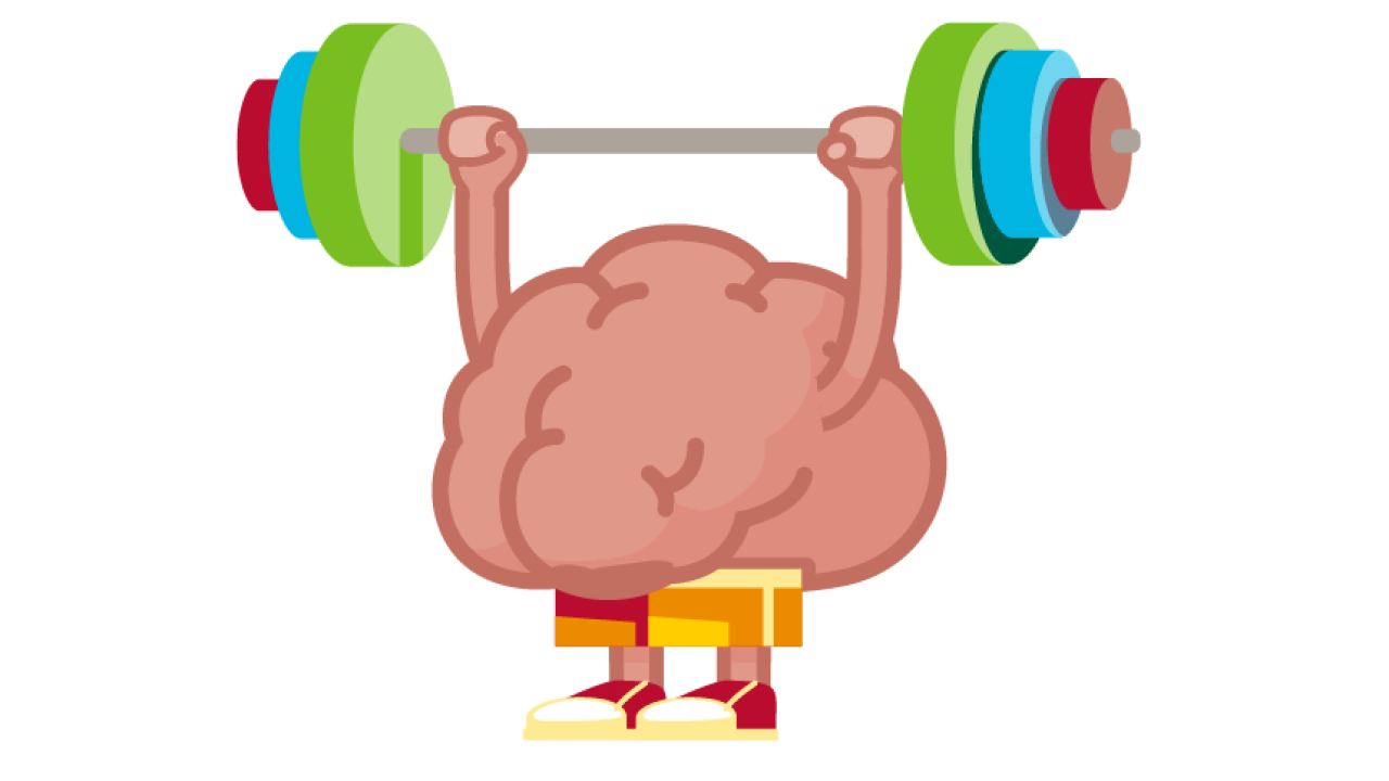 Brain weight lifting illustration