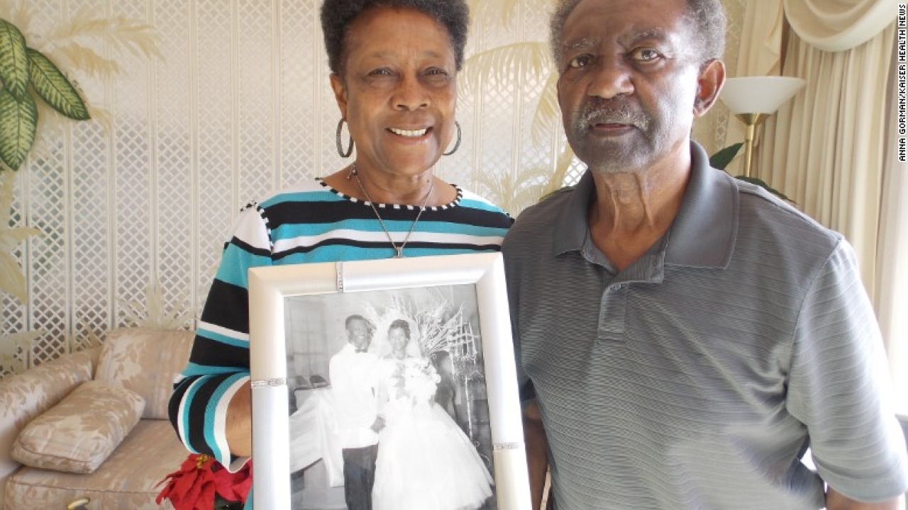 Dorothy and Levi Reeves have been married 57 years. Dorothy, 79, agreed to donate both of their brains for research. Elderly African American couple.