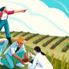 scientists on a farm illustration